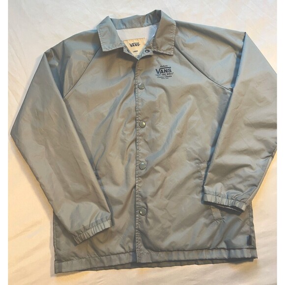 VANS SNAP FRONT NYLON COACHES JACKET MEDIUM Kids Large Light Grey - Picture 3 of 9
